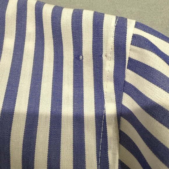 Chico's blue and White Striped Non-Iron Button Down Shirt Size 2 - Picture 12 of 12
